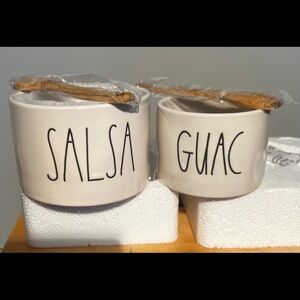 Rae Dunn White Salsa and Guac Bowl Set with Spoons